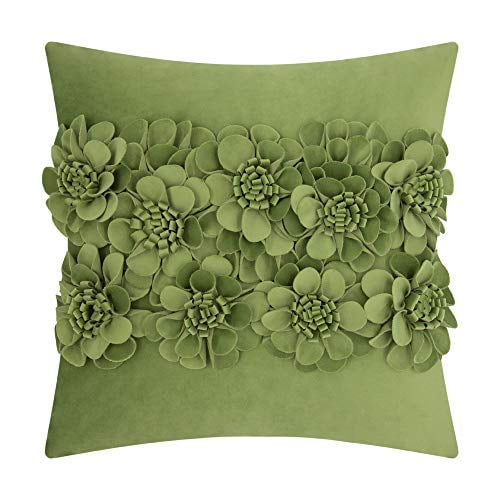JWH Handmade 3D Flowers Accent Pillow Case Decorative Cushion Cover Solid Suede Pillowcase Home Bed Living Room Tavel Pillow Sham Girl Gift 18 x 18 Inch Blue JWH Handmade 3D Flowers Accent Pillow Case Decorative Cushion Cover Solid Suede Pillowcase Home Bed Living Room Tavel Pillow Sham Girl Gift 18 x 18 Inch Blue